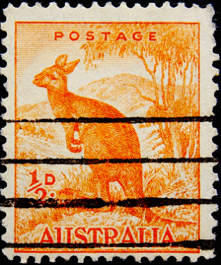 Австралия 1942 год . Рыжий кенгуру . Каталог 0,60 $ . (1) 